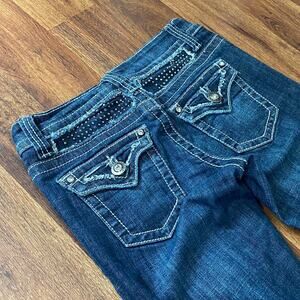 Studded low rise bootcut jeans